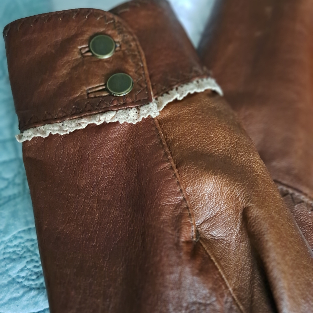 Brown Ruffled Women's Jacket - Picture 6 of 12
